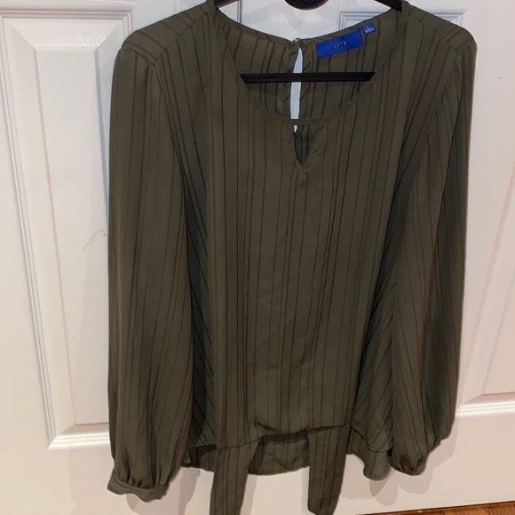 APT. 9 Army green sheer  long sleeve blouse L - Picture 1 of 11